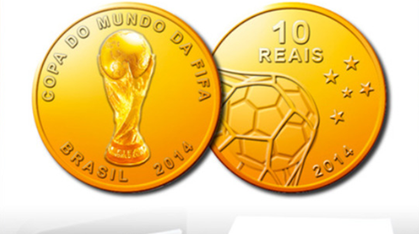 Moeda de Ouro Comemorativa Copa Do Mundo Fifa Brasil 2014 negociada por até R$ 3.390. Imagem: Banco Central do Brasil